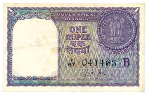 Rupee 1, 1957, signed L. K. Jha, Inset B (Jhun# 1.4.2). Very Fine+, Scarce.