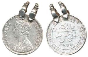 Mangal Singh, Silver Rupee, with the name and portrait of Victoria Empress, 1891, Bombay M
