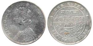 Ganga Singh, Silver Rupee, with the name and portrait of Victoria Empress, Bombay Mint, AD