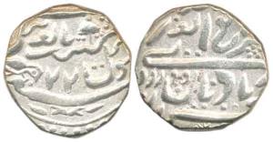 Silver Rupee, in the name of Victoria, bird and RY 22 on obv. Very Fine.