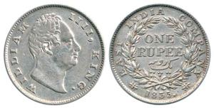 William IV, Silver Rupee, 1835, Calcutta Mint, obv. A with ’F’ raised, rev. I. Very Fine+,