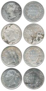Victoria Queen, Silver Rupee (4), Divided legend, 1840, W.W raised. Fine to Extremely Fine