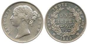 Victoria Queen, Silver Rupee, Divided legend, 1840, Madras Mint, obv. W.W.S. raised, rev. 