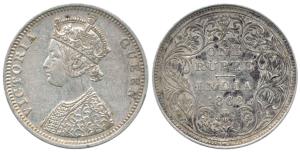 Victoria Queen, Silver Rupee (2), 1862, Bombay Mint. obv. C1, rev. II, top 1 dot & bottom 