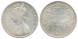Victoria Queen, Silver Rupee, 1874, Bombay Mint, obv. A2, rev. II, no dots. Very Fine, Sca