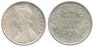 Victoria Empress, Silver Rupee, 1886, Calcutta Mint, obv. C2, rev. I, ’C’ Incuse. Unlisted