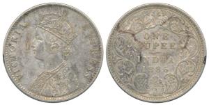 Victoria Empress, Silver Rupee, 1886, Bombay Mint, obv. A4, rev. I, ’ C ’ Incuse. Very Fin