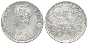 Victoria Empress, Silver Rupee, 1892, obv. legend lettering with an Error, ’C’ Incuse. Sca