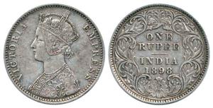 Victoria Empress, Silver Rupee, 1898, Calcutta Mint, obv. C3, rev. I, with ’C’ Incuse. Ver