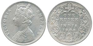 Victoria Empress, Silver Rupee (2), Bombay Mint, obv. C2, rev. I, ’B’ Incuse, Unlisted. Fi
