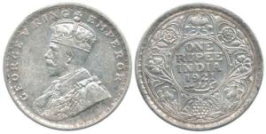 George V, Silver Rupee, 1921, Bombay Mint. Very Fine+, Scarce.