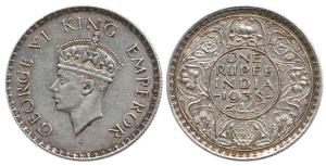 George VI, Silver Rupee, 1938, Bombay Mint. Very Fine.