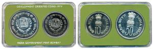 1979 Uncirculated Set, Happy Child Nations Pride, set of 2 pcs. Rs. 10 and Rs. 50. In imma