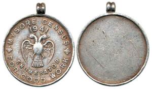 Mysore Census, Silver Medal, Enumerator For good work, 1941, uniface. Very Fine, Scarce.
