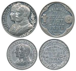 Royal Visit to India Medal (2), Pewter, Prince and Princes of Wales 1905-1906. Extremely F