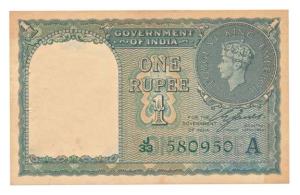 George VI, Rupee 1, 1st issue, 1944, signed C. E. Jones, serial number in green, (Jhun #1.