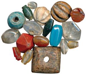 Ancient Beads, (c.100-1000 BC), probably used for jewellery. A lot of large beads made of 