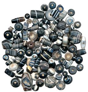 Ancient Beads, Haryana area, various types including, Sulemani beads (123), Amethyst beads