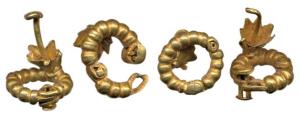 Ancient Gold Jewellery, (c. 100-300 AD), a pair of round ear ornaments, made intricately w