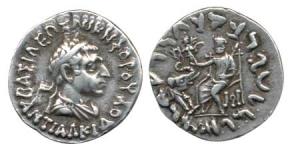 Indo-Greek, Baktria, Antialkidas (c. 130-120 BC), Silver Drachm, diademed and draped bust 