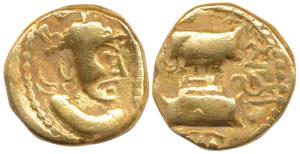 Sind, Ranaditya Satya (c. 7-8th century), Base Gold Dinar,7 g, style that of Sassanian coi