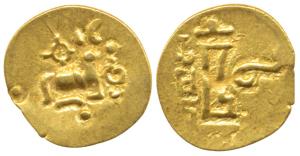 Imperial Gangas of Orissa (c. 13th century), Gold Double Fanam, Uncertain ruler reading Sr