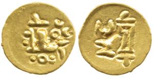 Imperial Gangas of Orissa (c. 13th century), Gold Double Fanam, Uncertain ruler reading Sr