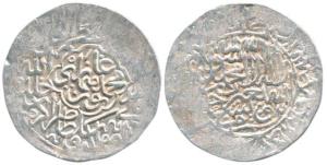 Humayun, Silver Shahrukhi, Agra Mint, Kalima with names of the four Caliphs around on obv.