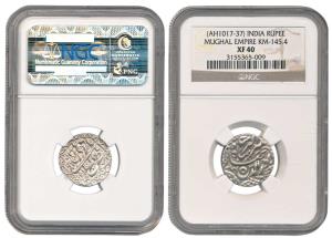 Jahangir, Silver Rupee, Akbarnagar Mint, Month Farwardin, RY 21 (KM 145.4). Slabbed in NGC