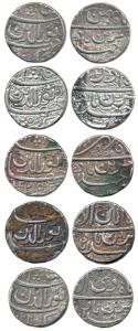 Jahangir, Silver Rupee (5), Ahmedabad Mint, Muzaiyan couplet, 5 different Months Di, Bahma