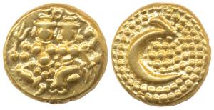 Haider Ali (AH 1174-1197, AD 1761-1782), Gold Pagoda, Shiva and Parvati seated on obv.; re