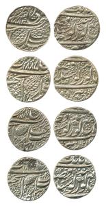 Amritsar Mint, Silver Rupees (4), Gobindshahi couplet and Pipal leaf, years VS 1877, 1877/
