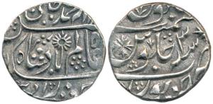 Chhatarpur Mint, Silver Rupee, in the name of Shah Alam II, sun as a mint mark on obv., RY