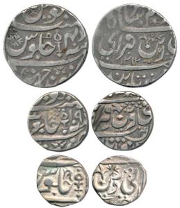 Parachat Singh, Silver Rupee, ½ and 1/4, AH 1212/4, 1311/19 (KM 36, 37, 38). Very Fine, Sc
