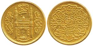 Mir Usman Ali Khan (AH 1329-1368, AD 1911-1948), Gold Ashrafi, Charminar on obv., AH 1338/