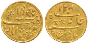 Murshidabad Mint, Gold ¼ Mohur, in the name of Shah Alam II, struck at the Calcutta Mint, 