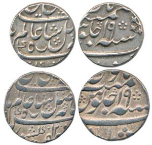 Silver Rupee (2), in the name of Shah Alam II, Murshidabad Mint, AH 1202/19 and RY 19 (KM 
