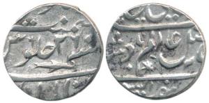 Silver Rupee, Allahabad Mint, RY 26, sword symbol (KM 588). Listed in new KM under Governo
