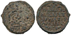 Bombay Tin 1 Pice, 17.11 g, AD 1741 issue, large Crown and BOMB below on obv., Latin inscr