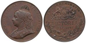 Victoria, Copper Diamond Jubilee Medal, bust of the Queen on obv. ; coat of arms and date 