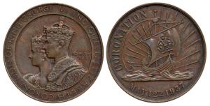 George VI and Queen Elizabeth, Copper Coronation Medal, conjoined busts of the Monarch and