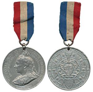 Victoria, Pewter Diamond Jubilee Celebrations, 1837-1897; details of the Royal family on r