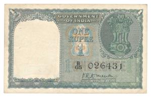 Rupee 1, 1949, signed K. R. K. Menon, (Jhun # 1.1.1). Extremely Fine.