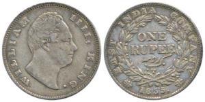 William IV, Silver Rupee, 1835, Calcutta Mint, 'F' incuse, obv. A / rev. I, 19 Berries, Tw
