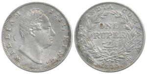 William IV, Silver Rupee, 1835, obv. RS incuse, rev. II, 20 Berries. About Very Fine, Scar
