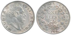 William IV, Silver Rupee, 1835, obv. 'F' incuse, rev. 19 Berries. Very Fine+.