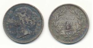 Victoria Queen, Silver ½ Rupee, 1840, divided legend, WW incused, 24 Berries. Very Fine.