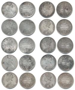 Victoria Queen, Silver Rupee (10), 1862, Bombay Mint, A / II / 0 / 4. Fine+ to Very Fine. 