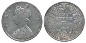 Victoria Queen, Silver Rupee, 1862, Bombay Mint, A / II / 0/ 11. Fine+, Extremely Rare.