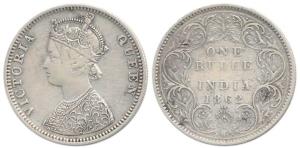 Victoria Queen, Silver Rupee, 1862, C / I / 1 / 2. About Very Fine, Scarce.